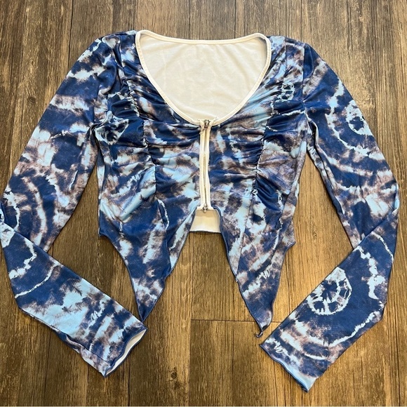 SHEIN Tops - Women's Navy Blue Crop-top Front Zipper Size S